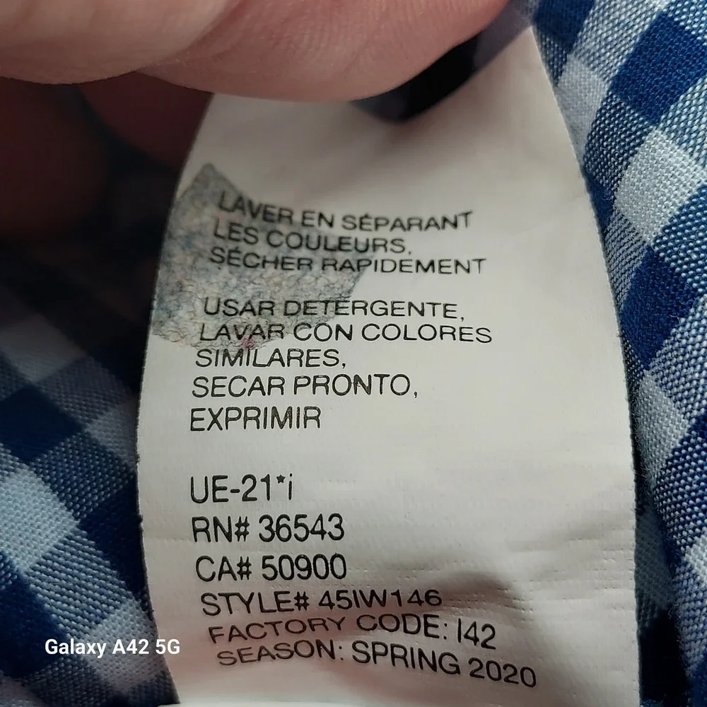 Izod Premium‎ Essentials Mens XLT Blue Gingham Button Down Shirt 100% Cotton